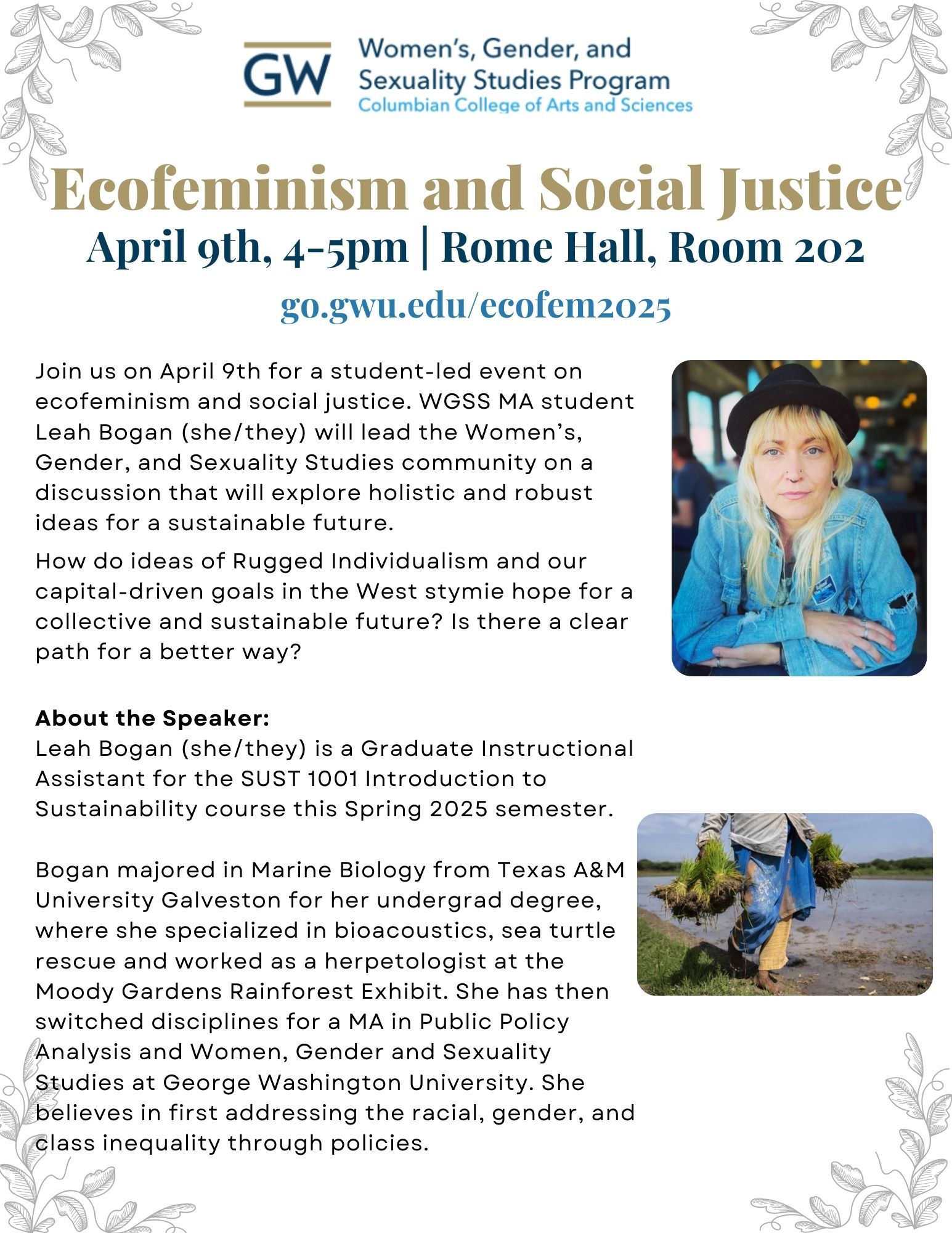 Flyer for the event with bio statement.