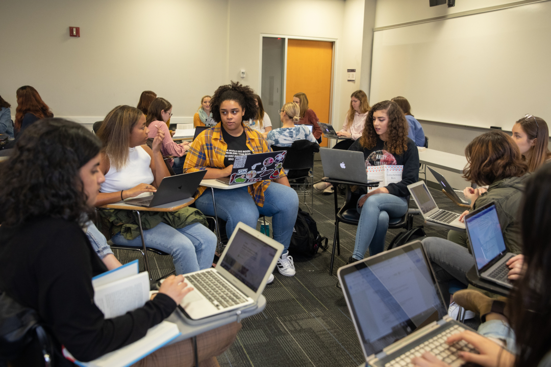 students in a discussion circle