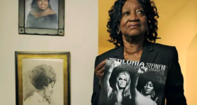 Image Caption: Black feminist Dorothy Pitman Hughes, who has died age 84, with the famous 1971 photo of her and Gloria Steinem  Credit: Bob Self/AP (found on The Guardian)