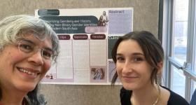 Raven McAuliffe '24 with WGSS Director Prof. Tambe next to her poster