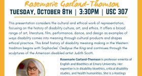 event flyer of Prof Garland-Thomson's event