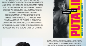 Flyer that describes the event on Juana Maria Rodríguez's talk.